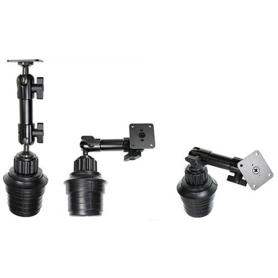 Bild 2 - Brodit Standfuss / Sockelhalterung zur Montage im Getrnkehalter, Lnge: 267mm, Kugelkopf: 20mm Verstellbar: 360 Grad / 210 Grad Neigung
