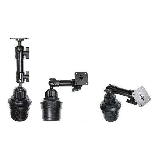 Bild 1 - Brodit Standfuss / Sockelhalterung zur Montage im Getrnkehalter, Lnge: 267mm, Kugelkopf: 20mm Verstellbar: 360 Grad / 210 Grad Neigung