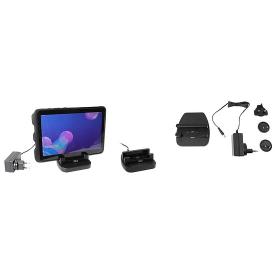 Bild 2 - Brodit Tischladegert fr SAMSUNG Galaxy Tab Active 2, Galaxy Tab Active 3, Galaxy Tab Active Pro, Galaxy Tab Active 4 Pro, Galaxy Tab Active 5, Galaxy Tab Active 5 Pro, Ladung ber Pogo-Pins, fr Gerte mit original Hlle