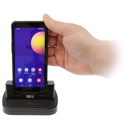 Bild 6 - Brodit Tischladegert fr SAMSUNG Galaxy Xcover 5 schonende Ladung ber Pogo-Pins