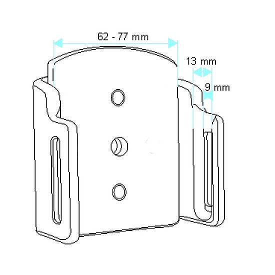 Bild 8 - Brodit einstellbarer Halter , Universal: max. Breite: 62-77mm, Tiefe: 9-13mm Montageplatte mit Kugelgelenk, fr max. Breite: 62-77mm, Tiefe: 9-13mm