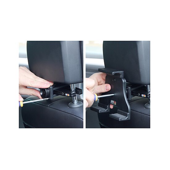 Bild 3 - Brodit einstellbarer Tablet Halter , Universal: max. Hhe: 120-150mm , 3-Punkt Befestigung Montageplatte mit Kugelgelenk, fr max. Hhe (schmale Seite): 120-150mm, Tiefe: 4-25mm