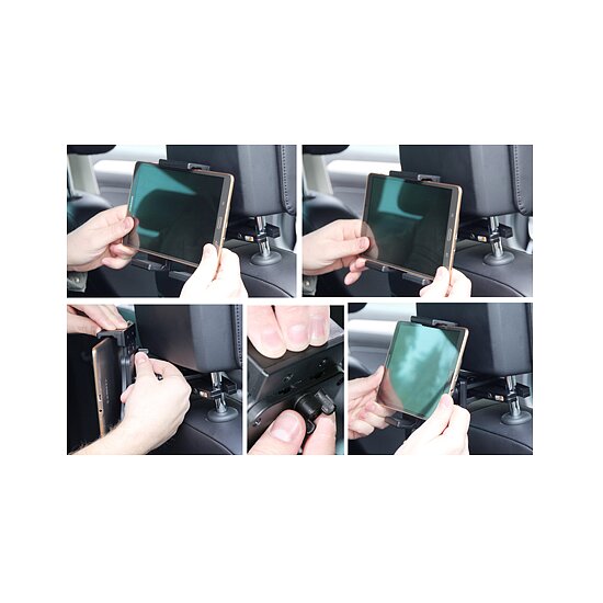 Bild 4 - Brodit einstellbarer Tablet Halter , Universal: max. Hhe: 120-150mm , 3-Punkt Befestigung Montageplatte mit Kugelgelenk, fr max. Hhe (schmale Seite): 120-150mm, Tiefe: 4-25mm
