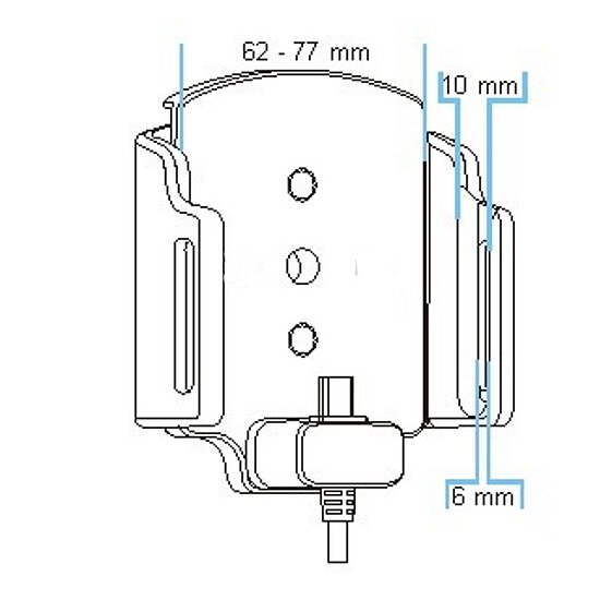 Bild 7 - Brodit einstellbarer Halter (seitlich) Aktiv USB-C, 12/24V, Universal: max. Breite: 62-77mm, Tiefe: 6-10mm USB Typ C Ladeanschluss, inkl. Zigarettenanznder-Ladegert, Montageplatte mit Kugelgelenk, fr max. Breite: 62-77mm, Tiefe: 6-10mm