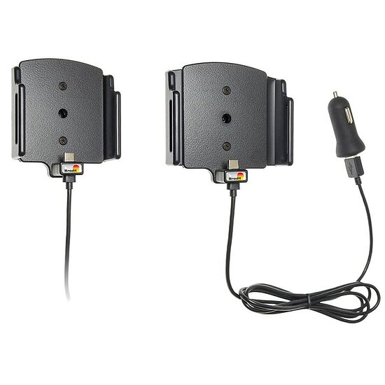 Bild 6 - Brodit einstellbarer Halter (seitlich) Aktiv USB-C, 12/24V, Universal: max. Breite: 75-89mm, Tiefe: 6-10mm USB Typ C Ladeanschluss, inkl. Zigarettenanznder-Ladegert, Montageplatte mit Kugelgelenk, fr max. Breite: 75-89mm, Tiefe: 6-10mm