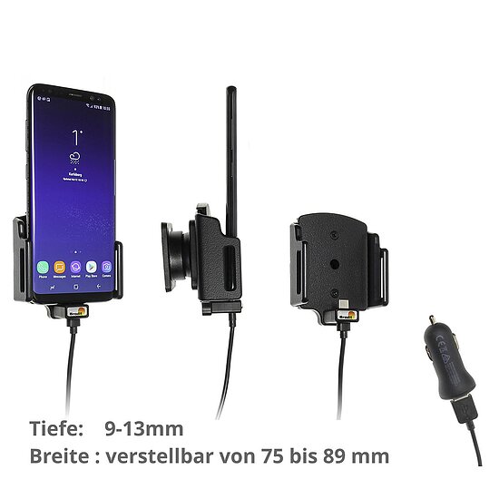 Bild 1 - Brodit einstellbarer Halter (seitlich) Aktiv USB-C, 12/24V, Universal: max. Breite: 75-89mm, Tiefe: 9-13mm USB Typ C Ladeanschluss, inkl. Zigarettenanznder-Ladegert, Montageplatte mit Kugelgelenk, fr max. Breite: 75-89mm, Tiefe: 9-13mm