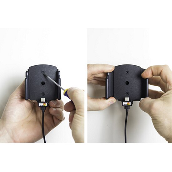 Bild 2 - Brodit einstellbarer Halter (seitlich) Aktiv USB-C, 12/24V, Universal: max. Breite: 75-89mm, Tiefe: 12-16mm USB Typ C Ladeanschluss, inkl. Zigarettenanznder-Ladegert, Montageplatte mit Kugelgelenk, fr max. Breite: 75-89mm, Tiefe: 12-16mm