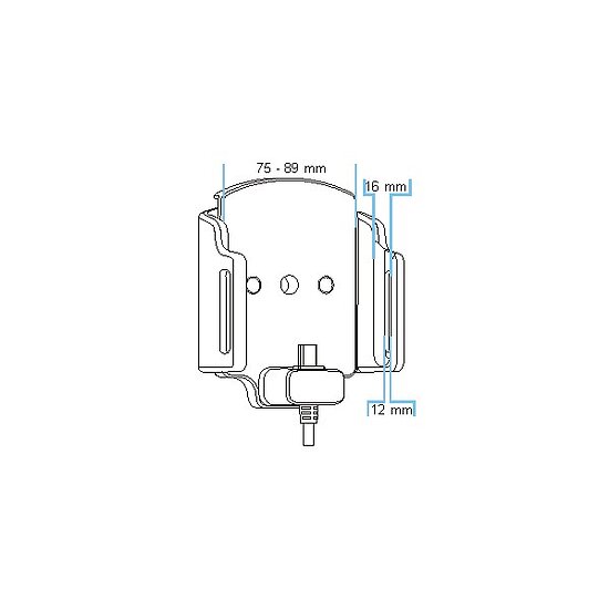 Bild 7 - Brodit einstellbarer Halter (seitlich) Aktiv USB-C, 12/24V, Universal: max. Breite: 75-89mm, Tiefe: 12-16mm USB Typ C Ladeanschluss, inkl. Zigarettenanznder-Ladegert, Montageplatte mit Kugelgelenk, fr max. Breite: 75-89mm, Tiefe: 12-16mm