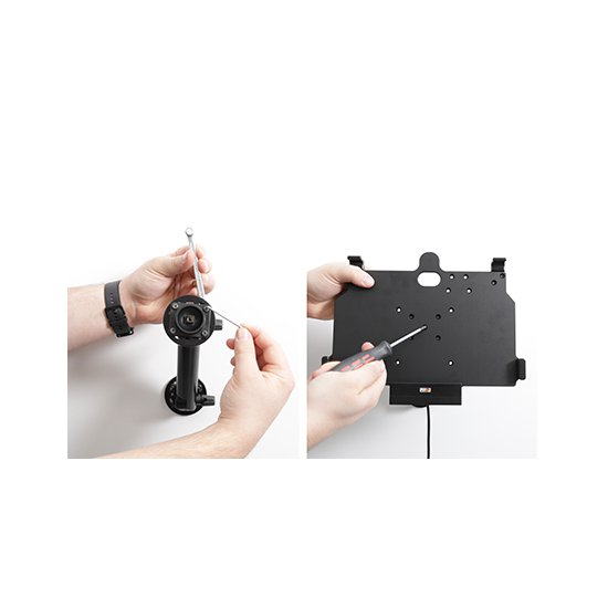 Bild 3 - Brodit Halter Aktiv, 12/24V, f�r SAMSUNG Galaxy Tab Active 4 Pro, Horizontal, passt f�r Ger�te mit Original H�lle , Ladung �ber Pogo-Pins Upgrade M�glichkeit �ber Module / mit Ladekabel f�r den Zigarettenanz�nder