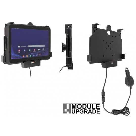 Bild 1 - Brodit Halter Aktiv, 12/24V, f�r SAMSUNG Galaxy Tab Active 4 Pro, Horizontal, passt f�r Ger�te mit Original H�lle , Ladung �ber Pogo-Pins Upgrade M�glichkeit �ber Module / mit Ladekabel f�r den Zigarettenanz�nder