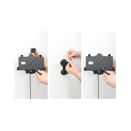 Bild 2 - Brodit Halter Aktiv, 12/24V, fr SAMSUNG Galaxy Tab Active 2, Galaxy Tab Active 3, Galaxy Tab Active 5, Horizontal, passt fr Gerte mit Original Hlle, Ladung ber Pogo-Pins mit Ladekabel fr den Zigarettenanznder