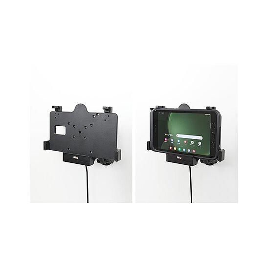 Bild 5 - Brodit Halter Aktiv, 12/24V, fr SAMSUNG Galaxy Tab Active 2, Galaxy Tab Active 3, Galaxy Tab Active 5, Horizontal, passt fr Gerte mit Original Hlle, Ladung ber Pogo-Pins mit Ladekabel fr den Zigarettenanznder