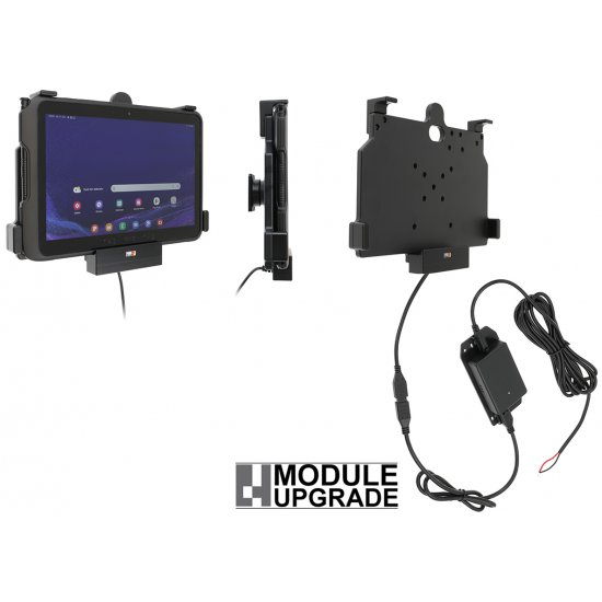 Bild 1 - Brodit Halter Aktiv, mit Festanschluss, 12/24V, f�r SAMSUNG Galaxy Tab Active 4 Pro, Horizontal, passt f�r Ger�te mit Original H�lle , Ladung �ber Pogo-Pins Upgrade M�glichkeit �ber Module / mit Molex Stecker f�r den festen Einbau im KFZ / LKW