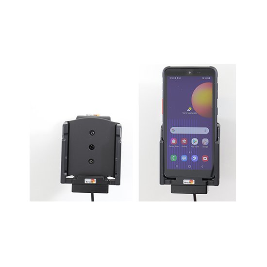 Bild 5 - Brodit Halter Aktiv USB, 12/24V, fr SAMSUNG Galaxy XCover 5, inkl. USB-Ladegert (Ladung ber Pogo-Pins) USB-Ladeanschluss, Montageplatte mit Kugelgelenk