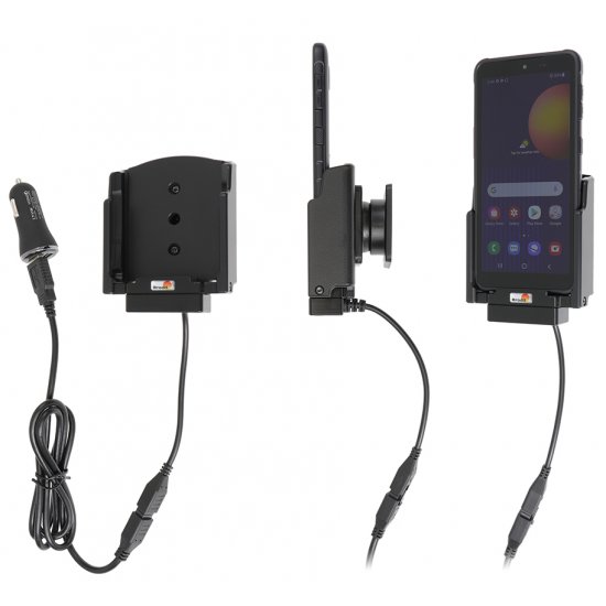Bild 6 - Brodit Halter Aktiv USB, 12/24V, fr SAMSUNG Galaxy XCover 5, inkl. USB-Ladegert (Ladung ber Pogo-Pins) USB-Ladeanschluss, Montageplatte mit Kugelgelenk