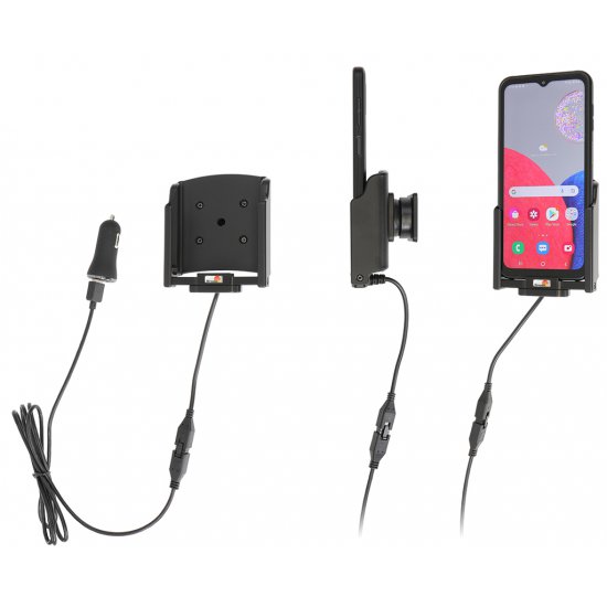 Bild 6 - Brodit Halter Aktiv USB, 12/24V, fr SAMSUNG Galaxy XCover 6 Pro, inkl. USB-Ladegert (Ladung ber Pogo-Pins) USB-Ladeanschluss, Montageplatte mit Kugelgelenk