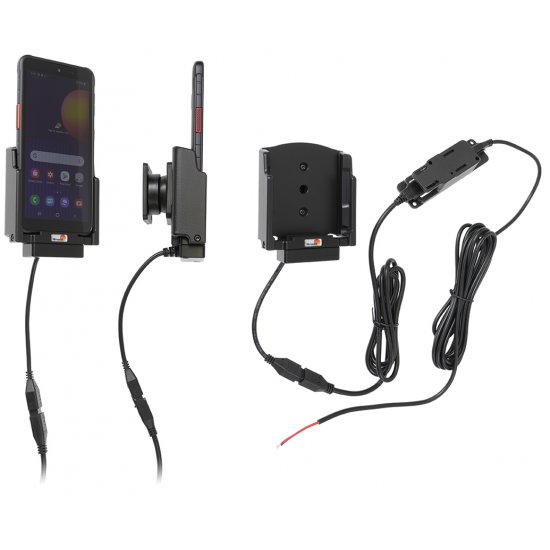 Bild 1 - Brodit Halter Aktiv, mit Festanschluss, 12/24V, fr SAMSUNG Galaxy XCover 5 (Ladung ber Pogo-Pins) mit Molex Stecker fr den festen Einbau im KFZ / LKW