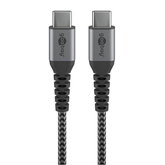 Bild 5 - Goobay Daten- / Ladekabel USB-C auf USB-C f�r alle Ger�te mit USB-C Anschluss , 1m, Textilummantelung mit Metallsteckern, besonders robust! Stecker TypC auf TypC!