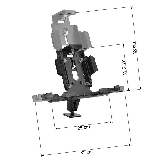 Bild 7 - Arkon einstellbarer Tablet Halter , Universal: 10 bis 12.9 Zoll , Metall-Rahmen, abschliebar, mit AMPS Fu fr max. Tablet-Breite: 250-310mm, Hhe: 115-180mm, Tiefe: 4-20mm