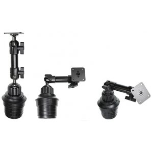 Brodit Standfuss / Sockelhalterung zur Montage im Getrnkehalter, Lnge: 267mm, Kugelkopf: 20mm Verstellbar: 360 Grad / 210 Grad Neigung