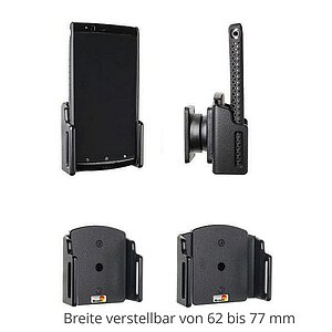 Brodit einstellbarer Halter , Universal: max. Breite: 62-77mm, Tiefe: 6-10mm Montageplatte mit Kugelgelenk, fr max. Breite: 62-77mm, Tiefe: 6-10mm