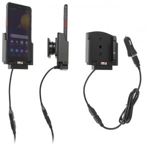 Brodit Halter Aktiv USB, 12/24V, fr SAMSUNG Galaxy XCover 5, inkl. USB-Ladegert (Ladung ber Pogo-Pins) USB-Ladeanschluss, Montageplatte mit Kugelgelenk