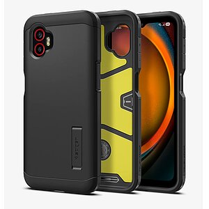 Spigen Tough Armor black (matt) fr SAMSUNG Galaxy XCover 7 Pro starke mehrlagige Schutzhlle mit Standfu