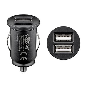 Goobay Dual KFZ Ladegert , 12/24V, 2x USB-A 12W (2.4A) 1x 2.4A oder 2x 1.2A,