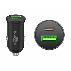 Goobay Dual KFZ Ladegert , 12/24V, 1x USB-C + 1x USB-A, 45W untersttzt Quick Charge (QC) und Power Delivery (PD)
